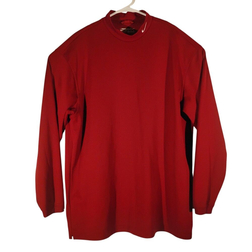 Nike golf tshirt mens XL XLarge mock neck long sleeve red performance 231353